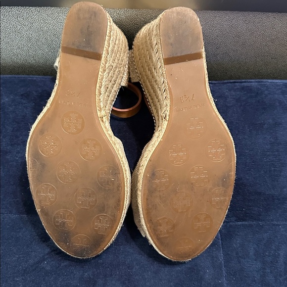 Tory Burch Macy Espadrille Wedge Sandals Linen Beige Women’s 7.5B Made in Spain - Picture 10 of 14